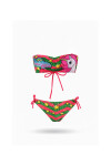 Kız Çocuk Neon Pembe Unicorn Desenli 2-8 Yaş Straplez Bikini Takım PLD24S-3011