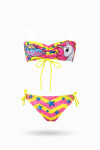 Kız Çocuk Neon Sarı Unicorn Desenli 2-8 Yaş Straplez Bikini Takım PLD24S-3011