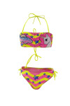 Kız Çocuk Neon Sarı Unicorn Desenli 2-8 Yaş Straplez Bikini Takım PLD24S-3011