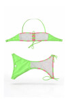 Kız Çocuk Neon Yeşil Unicorn Desenli 2-8 Yaş Straplez Bikini Takım PLD24S-3011
