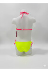 Kız Çocuk Sarı Yeşil Flamingo Glow Desenli 6-14 Yaş Üçgen Bikini Takım PLD26S-3002